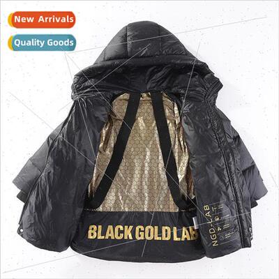 Black gold section childrens down cotton jacket 2023 winter