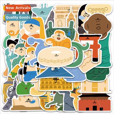 40 cartoon architectural characters stickers luggage compute