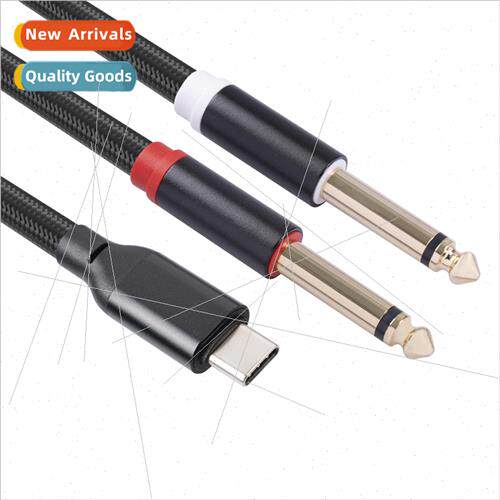 New built-in chip TYPE-C male to dual 6.35 large two-core mi