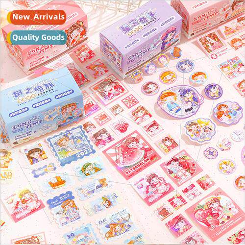 Glitter Stickers Comic Time Shiny Cartoon Seal Stickers Roll