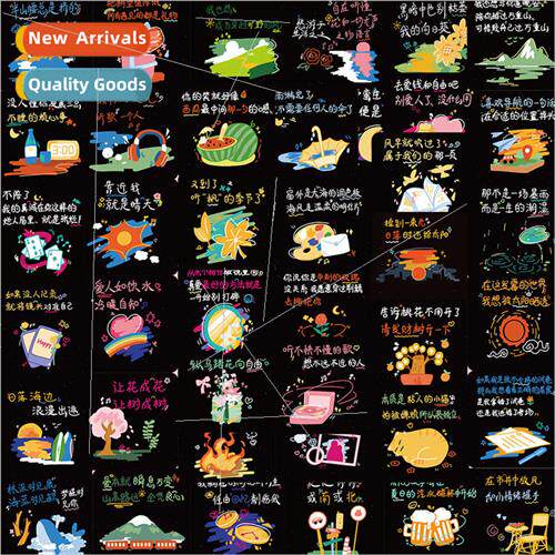 40 hand-painted small elements inspirational quotes stickers