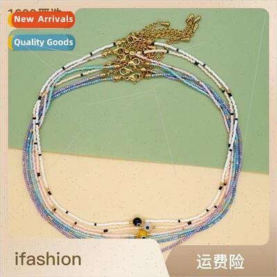 ins  unisex handmade beaded devils eye collarbone chain pers