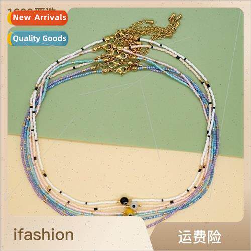 ins  unisex handmade beaded devils eye collarbone chain pers
