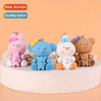 Creative cartoon keychain cuddle bear animal car schoolbag w