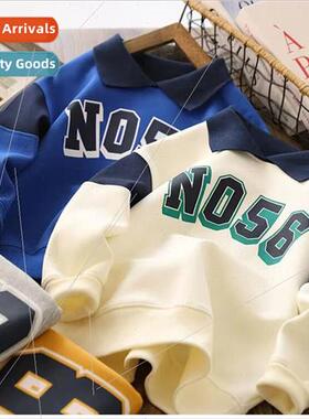 Boys casual sweater 2023 spring and fall new childrens lapel