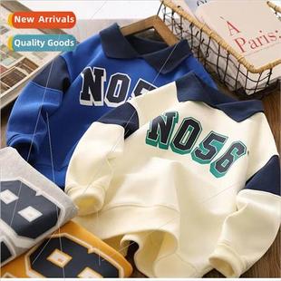 2023 spring childrens casual lapel new sweater fall Boys and