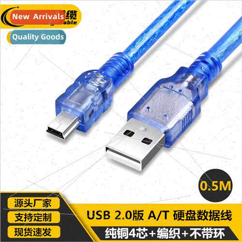 0.5 Meter Transparent Blue mini USB Data Cable 50cm Android