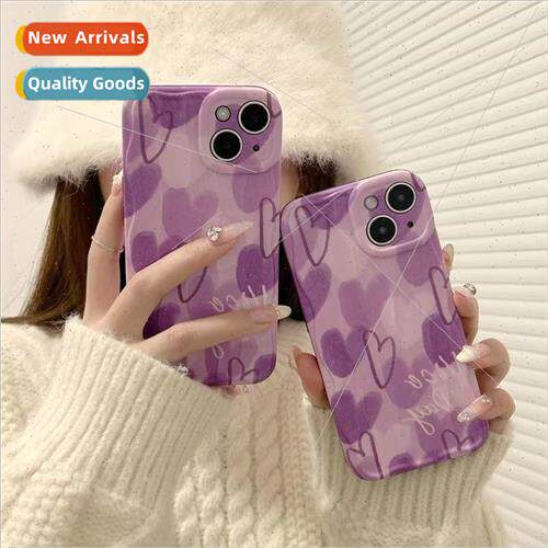 INS Simple Purple Graffiti Heart 适用 iPhone 12/13 Case 11 A