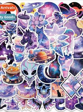 50 purple cool galaxy starry sky cartoon graffiti stickers s