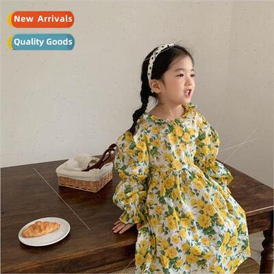 Korean childrens clothing spring and fall girls loose printi