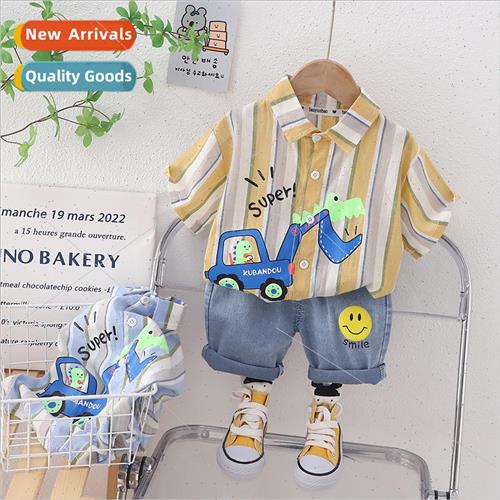 Boys shirt summer  childrens summer baby tops striped childr