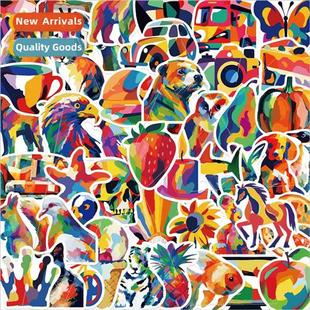 animal graffiti stickers notebook lines guitar colorful