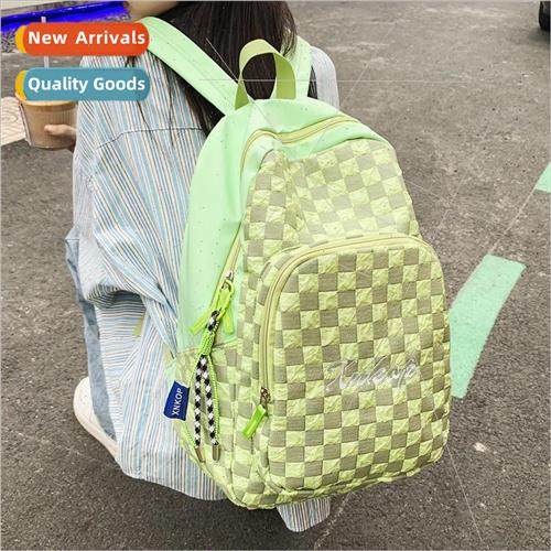 ins cute plaid schoolbag female simple large-capacity studen