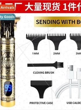 T9 oil head barber clippers vintage engraved LCD electric pu