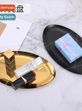 Scandinavian gold tray stainless steel oval plate dessert pl