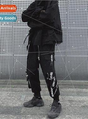Spring and Autumn fluttering belt work pants men card drawst