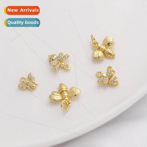 Copper plated 14k gold color preservation mini bee pendant p