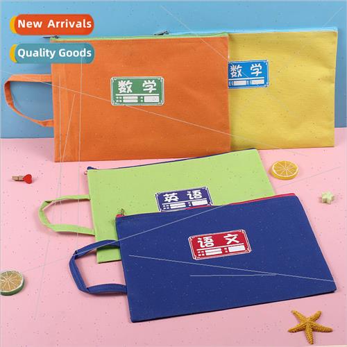 Canvas zipper file bag student organizer data bag handheld t