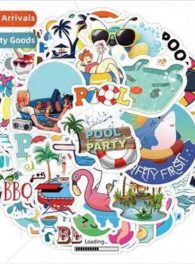 50 Pool Party Cartoon Doodle s Handbook Decoration Organizer