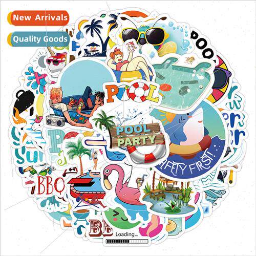 50 Pool Party Cartoon Doodle s Handbook Decoration Organizer
