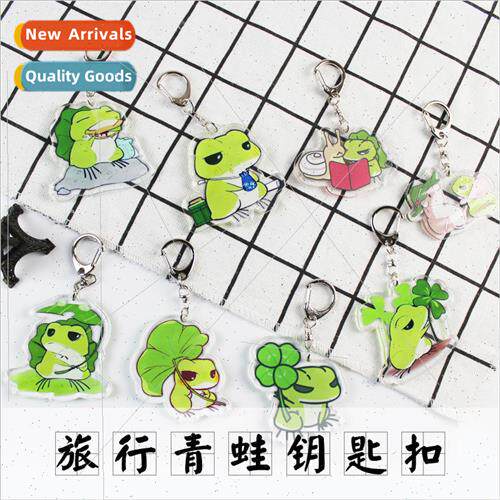Traveling frog  acrylic pendant keychain ring doll frog son