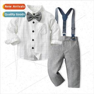 suit the plaid baby boys tie bow childrens Korean