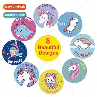 Rolls of childrens toys reward incentive stickers labels off