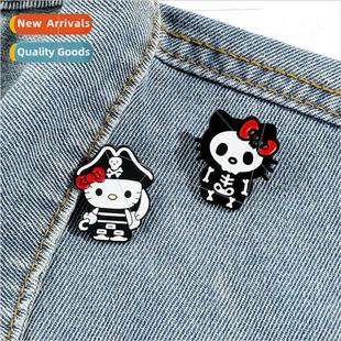 alloy badge cat creative brooch Kitty shape Cartoon skull