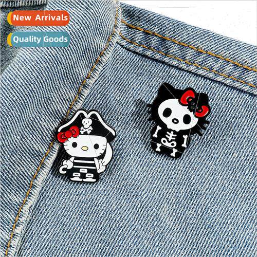 Cartoon creative Kitty alloy badge skull shape kt cat brooch
