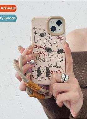 INS  fun graffiti puppy 适用 iPhone 13 lanyard 15ProMax Appl