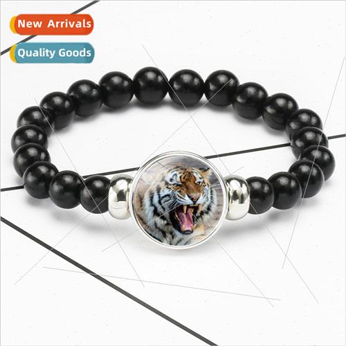 Tiger Time Gemstone Stch Bracelet Black Stch Cord Handmade B
