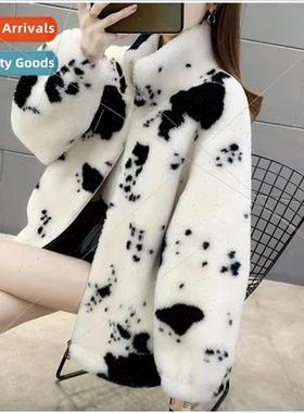 Cow pattern 2021 new fur pellets sheep shearling coat lamb h