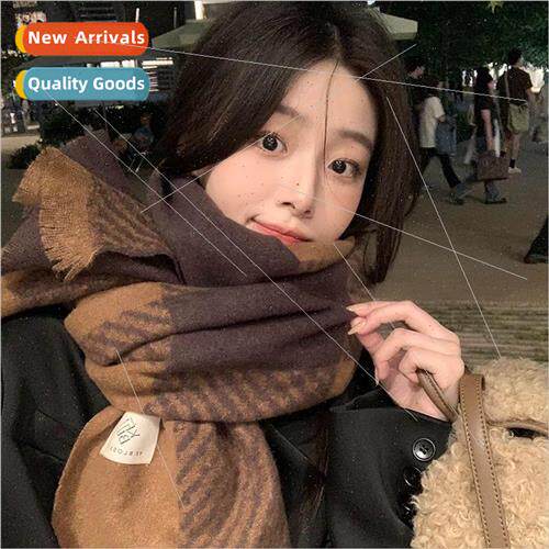 Retro large plaid scarf female winter 2023 new high-level se