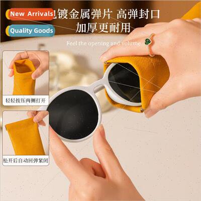 PU leather elastic automatic closure coin purse girls portab