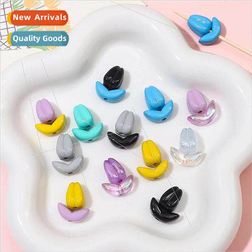 5pcs transparent illusion acrylic bell orchid leaves beading