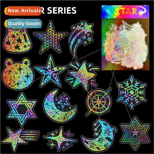 50 lver Stars Kids Laser Stickers Glitter Fantasy Stars Stud