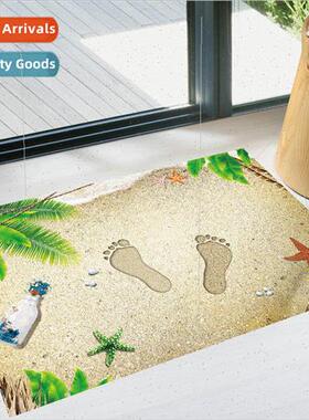 New beach footprints floor stickers creative doormat decorat