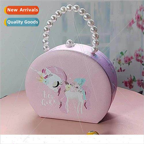 Portable Leather Storage Box Pink Princess Handbag Jewelry H