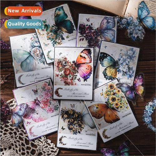 Star and Moon Butterfly Series PET Stickers Vintage Flower B