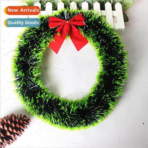 White/green border bow chiffon wreath Hotel mall window deco