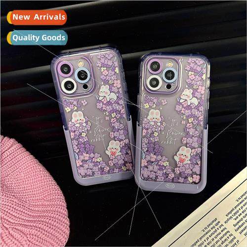 New purple small floral rabbit 适用 12Promax Apple 13/14Pro