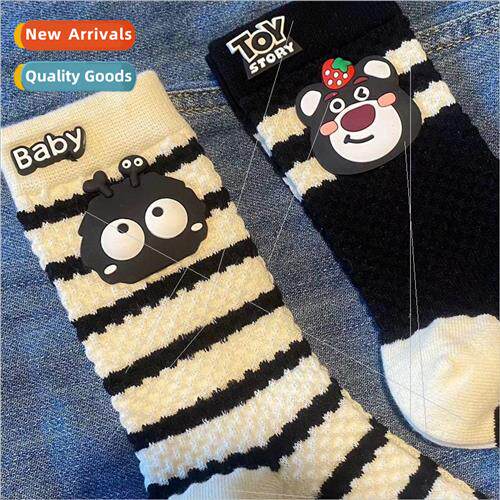 ins cute strawberry bear cartoon socks womens mid-calf socks