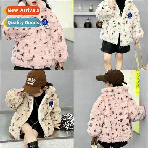 Baby girl cotton jacket girls thickened fur coat padded litt