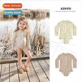 ins girls swimsuit long sleeve sunscreen girls baby one-piec