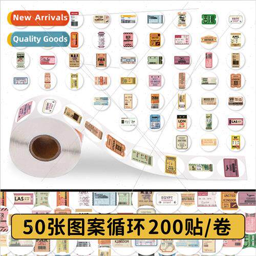200 Stickers Vintage Band Roll Stickers Cartoon Band Ticket
