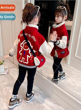 Girls baseball jacket spring and fall 2023 new childrens fas