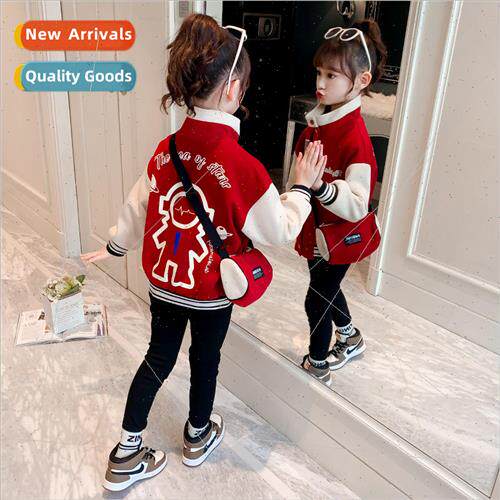 Girls baseball jacket spring and fall 2023 new childrens fas