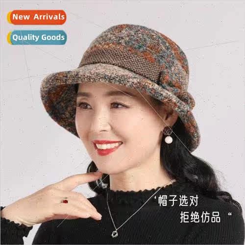 Middle-aged and elderly hat female autumn and winter mom twe