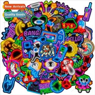 Dazzle Neon Stickers Hipster ggage Rocket