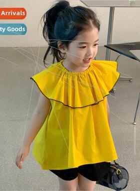 Korean childrens shirts summer new girls children ruffle col